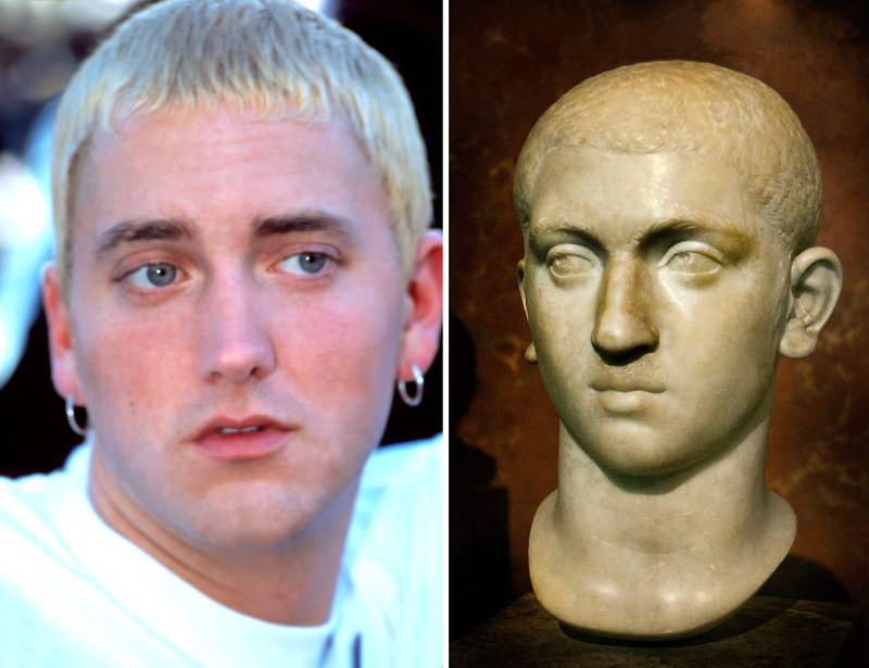 Eminem and Roman Emperor Severus | Everett Collection/Shutterstock & Alamy Stock Photo by Peter Horree
