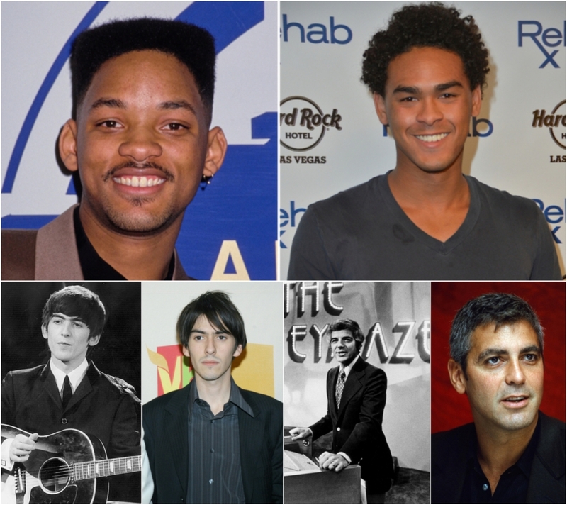 More Celebrities & Their Sons at the Same Age | Getty Images Photo by Vinnie Zuffante/Michael Ochs Archives & Mindy Small/FilmMagic & staff & Stephen Lovekin/FilmMagic & Alamy Stock Photo by Courtesy Everett Collection & PictureLux/The Hollywood Archive