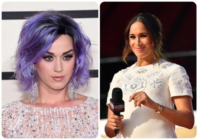 Katy Perry Pipes & Meghan Merkle’s Fashion | Shutterstock & Getty Images Photo by NDZ/Star Max