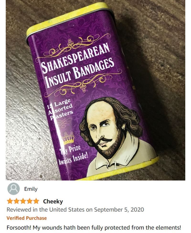 Accoutrements 12389 Shakespearean Insult Bandages | Reddit.com/SoDakZak