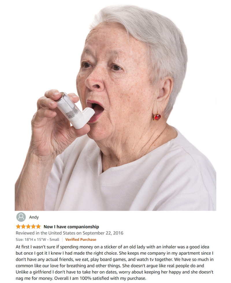 Wallmonkeys Senior Woman With Asthma Wall Decal | Shutterstock