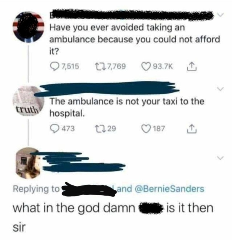 What's an Ambulance, then? | Twitter/@BernieSanders
