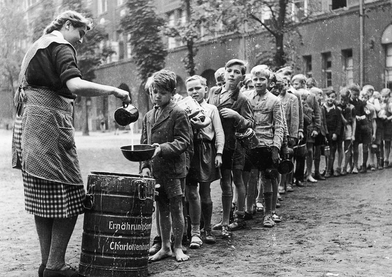 German Children in Line for Gruel Rations | Getty Images Photo by Fred Ramage/Keystone