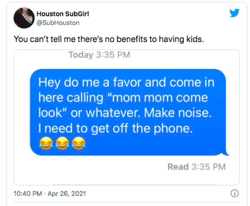 Die Vorteile, Kinder zu haben | Twitter/SubHouston