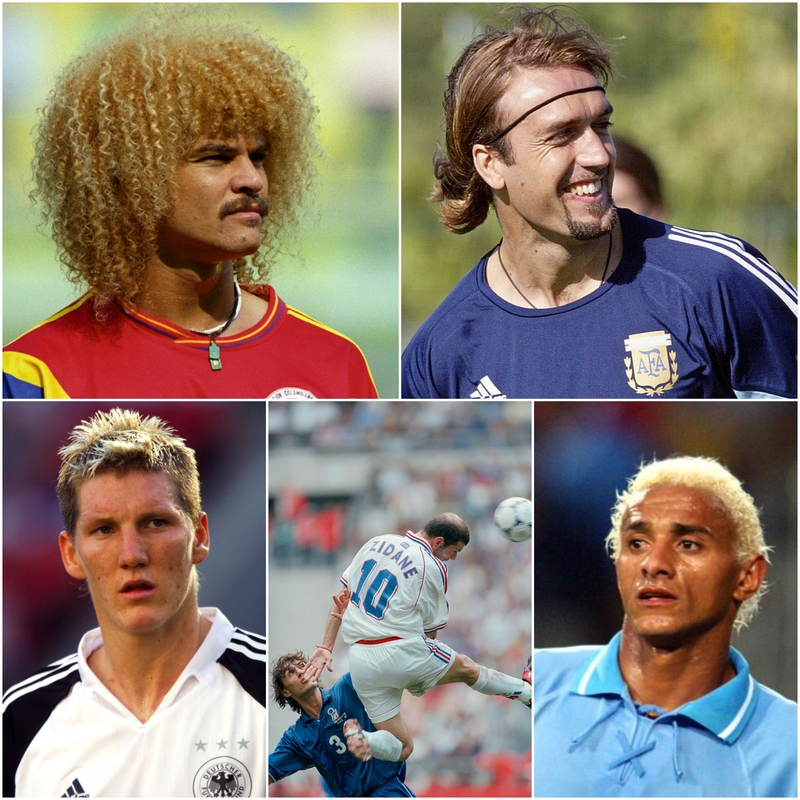 The Wildest Haircuts From the World Cup | Alamy Stock Photo & Getty Images Photo credit should read DANIEL GARCIA/AFP & Getty Images Photo by Neal Simpson - PA Images & Getty Images Photo by Christian Liewig/TempSport/Corbis & Getty Images Dario Silva, Uruguay Photo by Tony Marshall/EMPICS