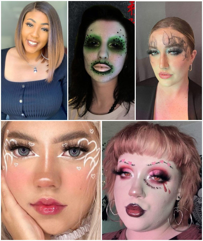 Maquillajes que quedaron ridículamente mal | Instagram/@queendommindse & @ramonovsky_mua & @glitzandglam.by.han & @deniicmakeup & @@de4d__gh0ul