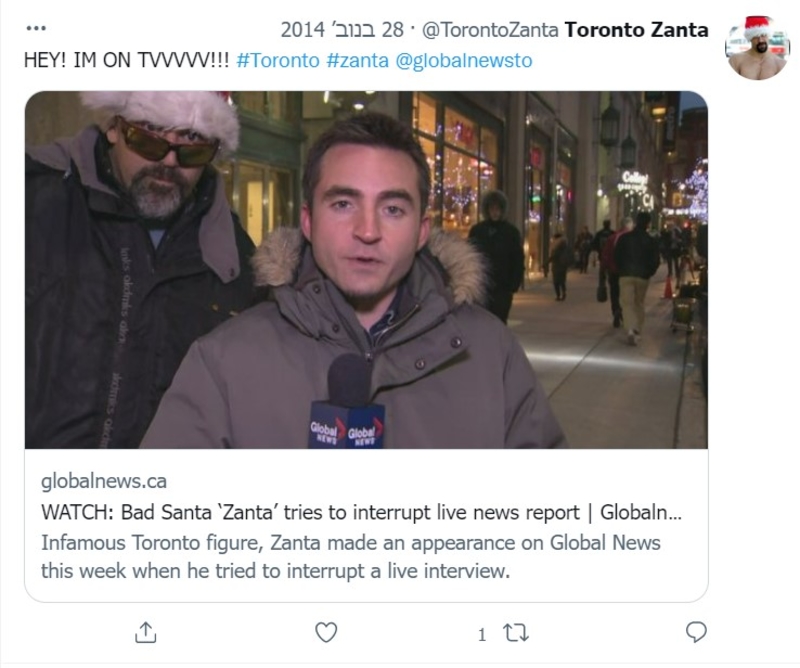 Ese Papá Noel está en la lista de los malos | Twitter/@TorontoZanta
