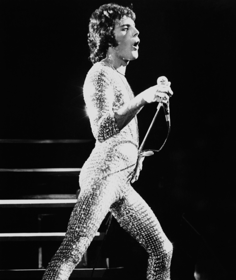Freddie Mercury Rocking A Silver Jumpsuit | Getty Images Photo by Gus Stewart/Redferns