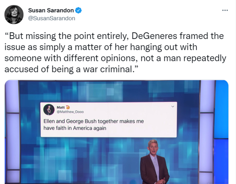 La vez que Susan Sarandon no se quedó callada | Twitter/@susansarandon