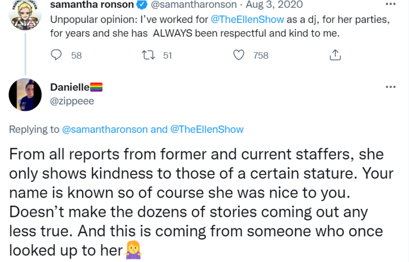 Samantha Ronson le da el visto bueno a “The Ellen DeGeneres Show” | Twitter/@samantharonson