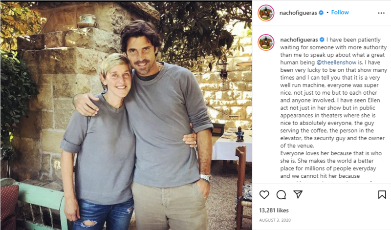 Nacho Figueras defendió a DeGeneres en Instagram | Instagram/@nachofigueras