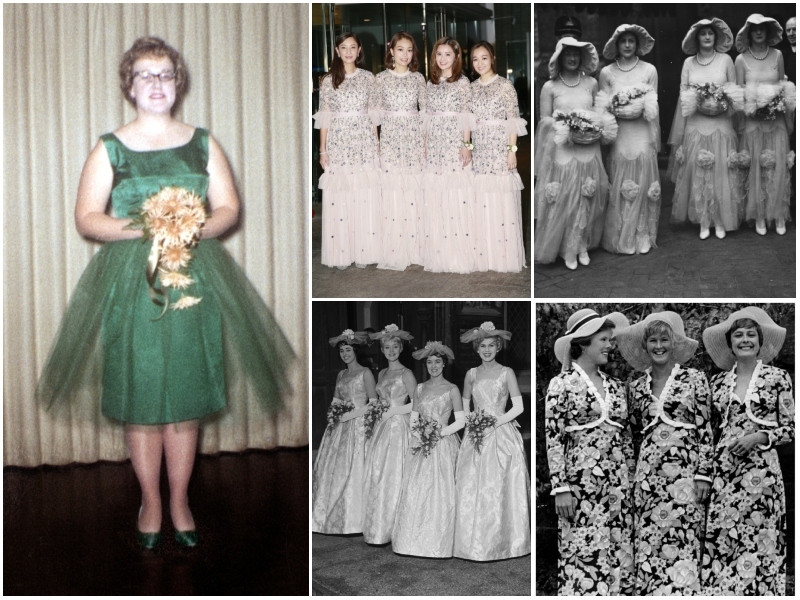 The World’s Worst Bridesmaid Dress Choices | Getty Images Photo by Kirn Vintage Stock/Corbis & Visual China Group & Hulton-Deutsch Collection/CORBIS & Barham and Fincher/Mirrorpix & Millard Smith/The Denver Post