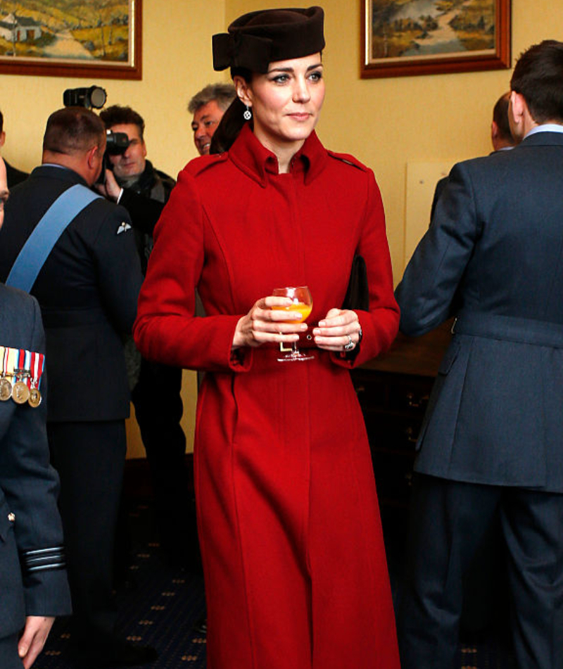 Red Ami Coat – February 2016 | Getty Images Photo by Peter Byrne - WPA Pool
